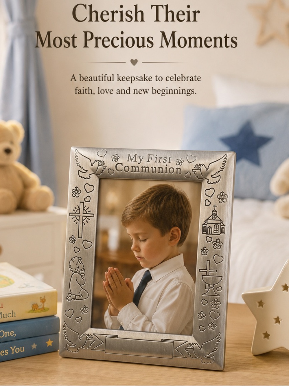 5.5 X 7 Silver Colored “My First Communion” Photo Frame